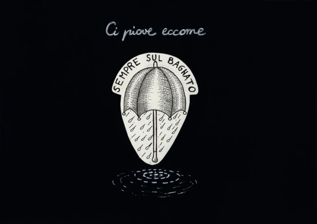 Disegno di Federica Milani — Ci piove eccome sempre sul bagnato